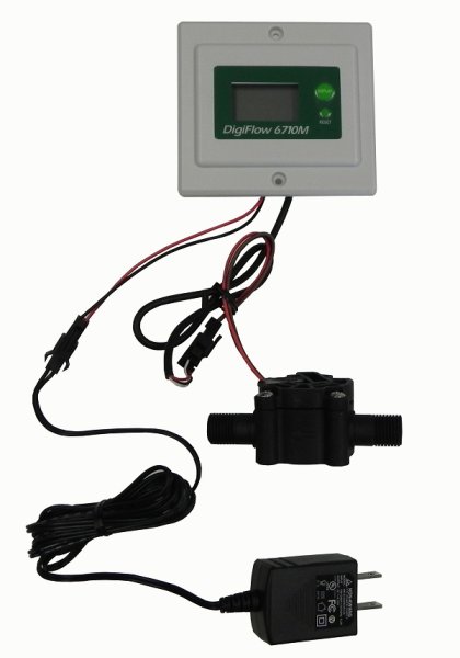 Panel 1/4" Digital Flow Meter count up total Gallons GPM cable