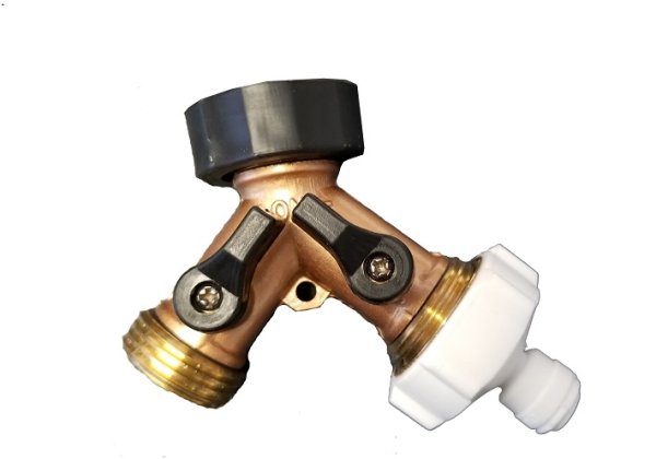 Y3414BR, Garden Hose Y Adapter Shutoff Valve Brass Construction